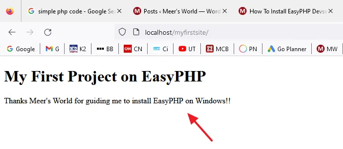 Browse your test site on localhost like this: http://localhost/site_name