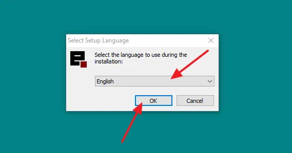 Select your Language. Click on the OK button.