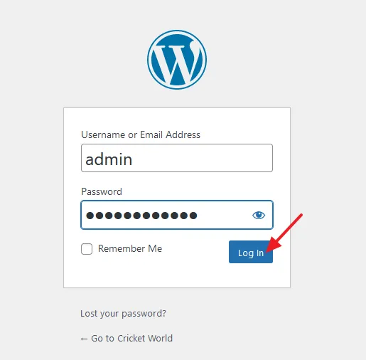 Enter your Username and Password to login and access your WordPress Admin section.