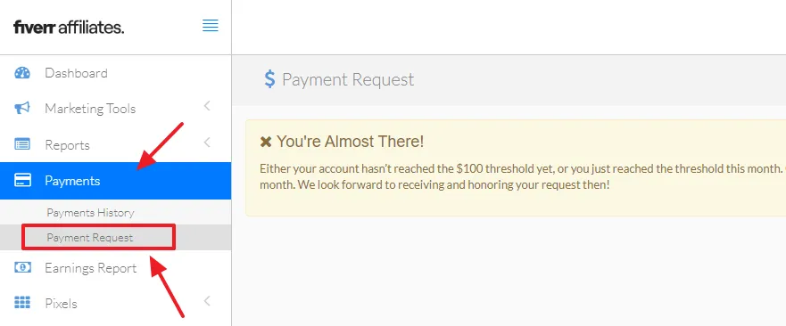 Click on the Payments tab. Click on the Payment Request.
