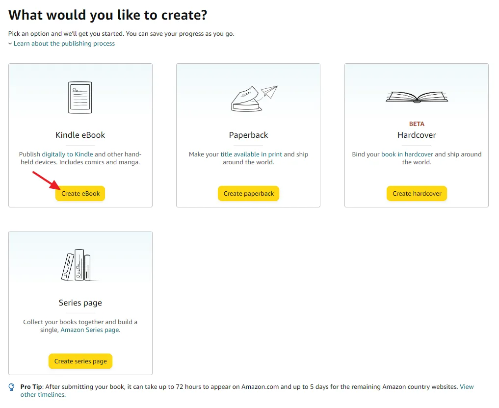 Click on the Create eBook button.