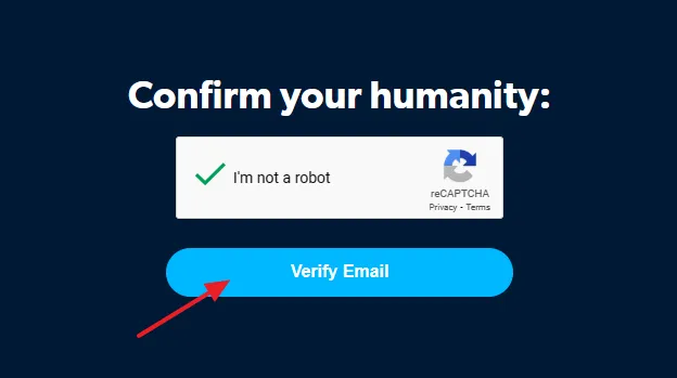 Click on the I'm not a robot checkbox and solve the Security Captcha/Puzzle. Click on the Verify Email button.