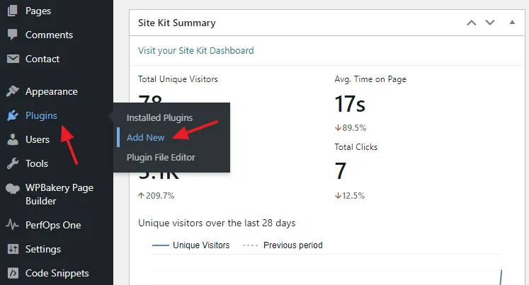 Open your WordPress Admin section. Go to Plugins from your Sidebar and click on the Add New.