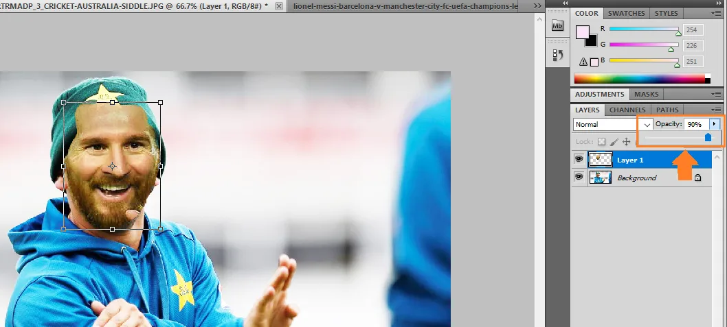 Now increase the Opacity. I have increased it to 90%. Now increase the Opacity. I have increased it to 90%.