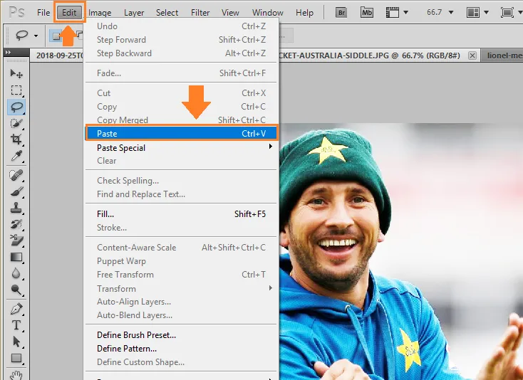 Go to the Edit tab again & click on the Paste or press Ctrl + V. Go to the Edit tab again & click on the Paste or press Ctrl + V.