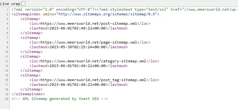 The format of sitemap is correct. It is a pure XML file not HTML page. 